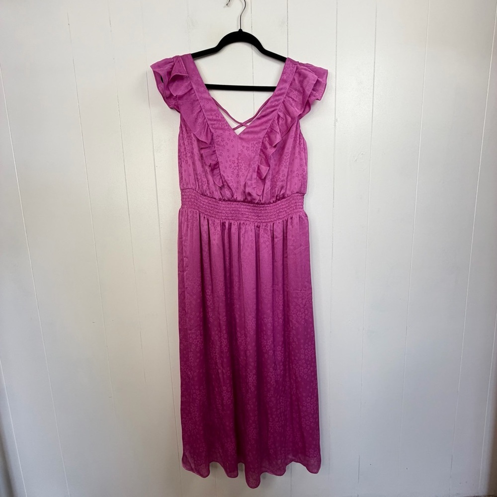 Addition Elle Pink Ruffle Midi Dress Plus Size Sleeveless size 0X X Party cruise - Picture 3 of 12
